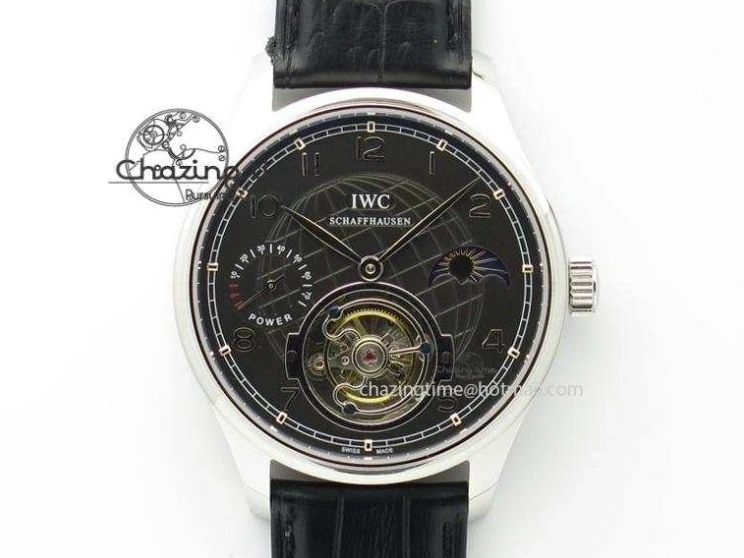 MIROTIME 0425 Portuguese IW545407 Black Dial ZF 1:1 Best Edition On Dark Blue Leather Strap DailyWear 7337